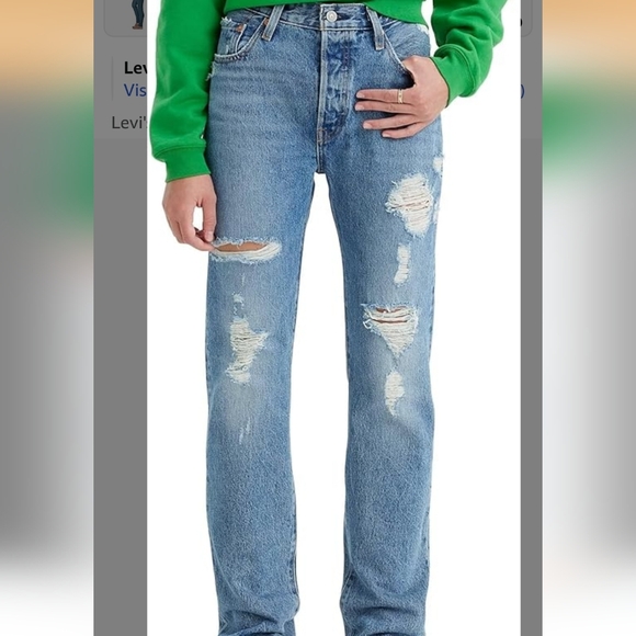 Levi's 501 Classic Fit Straight leg Ripped Distressed Jeans - Picture 3 of 11